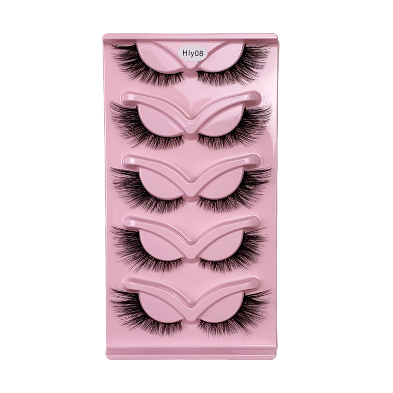 Hinarin Cat Eye Lashes – 3D Mink Fluffy 5 Pairs Winged End Eyelashes