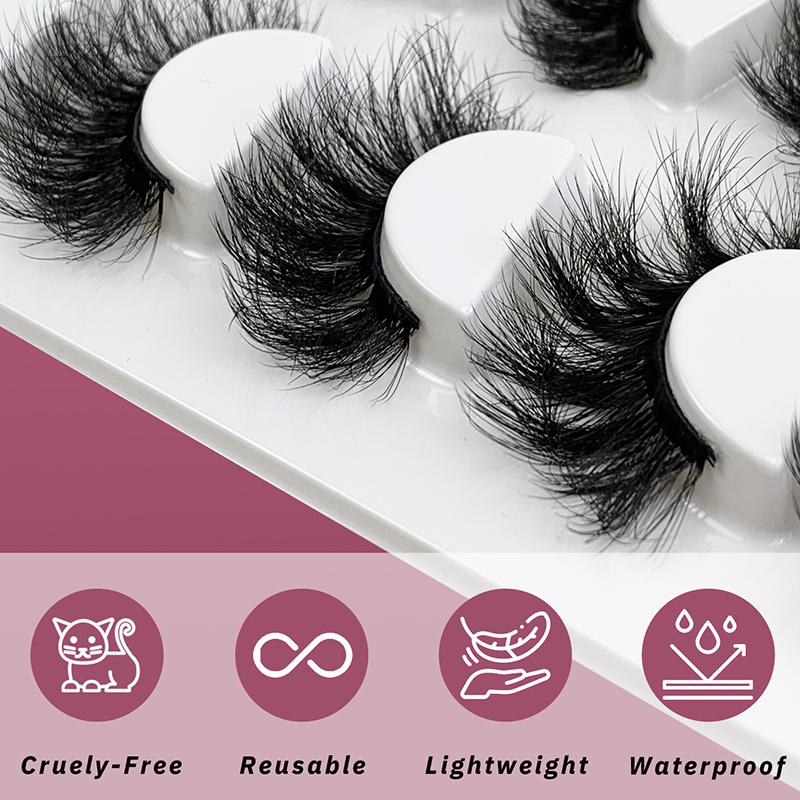 5 Pairs Mink Eyelashes – 3D Fluffy Dramatic Volume False Eyelashes for Stunning, Bold Looks (5)
