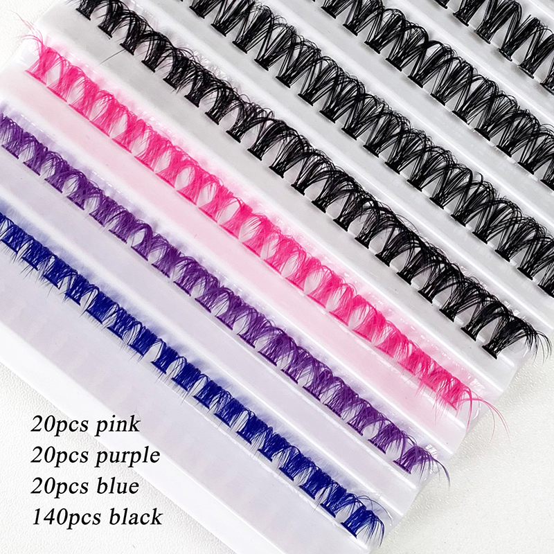 Colored Lash Clusters Colorful Individual Natural Long 200 Pcs Makeup Grafting Volume False Eyelash Extensions Faux Cilias (3).jpg