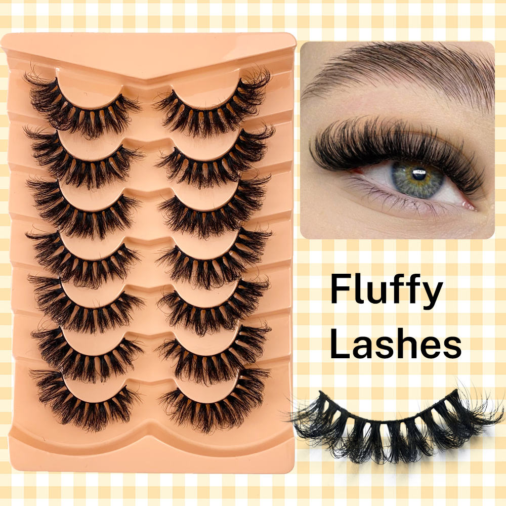 ink Full Strip Eyelashes – 7 Pairs of 3D Fluffy, Soft, Handmade D-Curl Lashes (7)