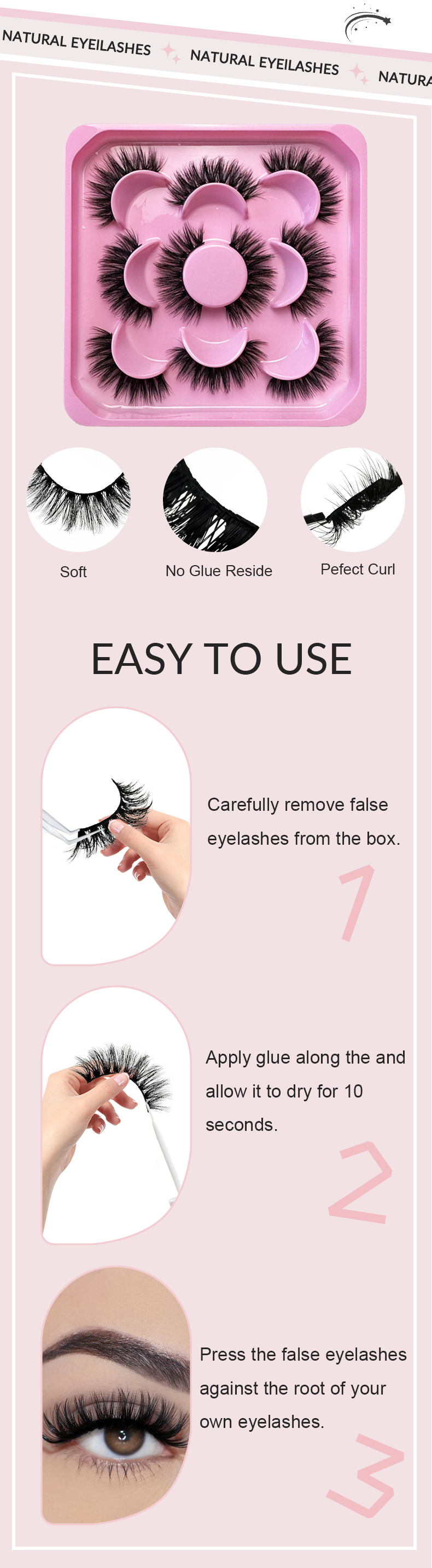 Luxurious Faux Mink Eyelashes – 5 Pairs of Reusable, Fluffy 3D Russian Volume Lashes-1 (3)