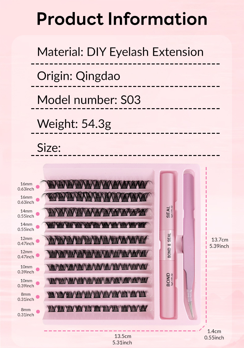 DIY 45120PCS False Eyelash Extension Kit (Cluster Individual Lashes + Eyelash Glue + Grafting Tweezers) (9)