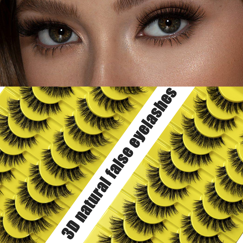 Mink 10 Pairs Natural Lashes Russian Volume Fluffy 3D Reusable Faux Cils Papillon Make Up Wispy Volume Strip Fake Eyelashes (1)