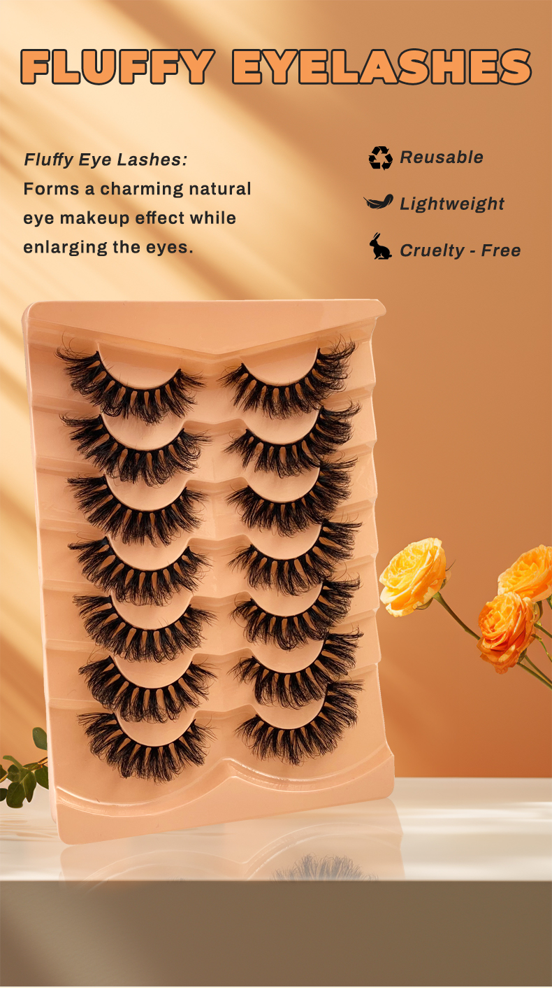 ink Full Strip Eyelashes – 7 Pairs of 3D Fluffy, Soft, Handmade D-Curl Lashes (10)