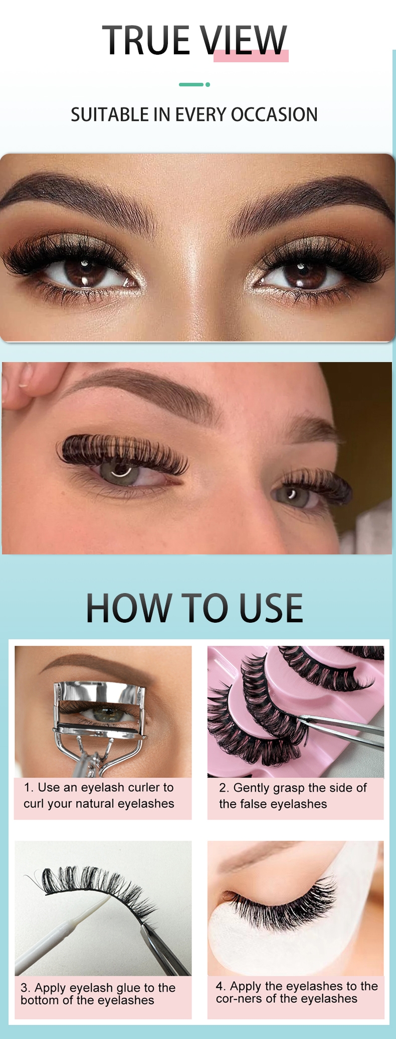 Russian Strip Eyelashes – 10 Pairs of Fluffy Handmade Mink 3D Volume Lashes (3)