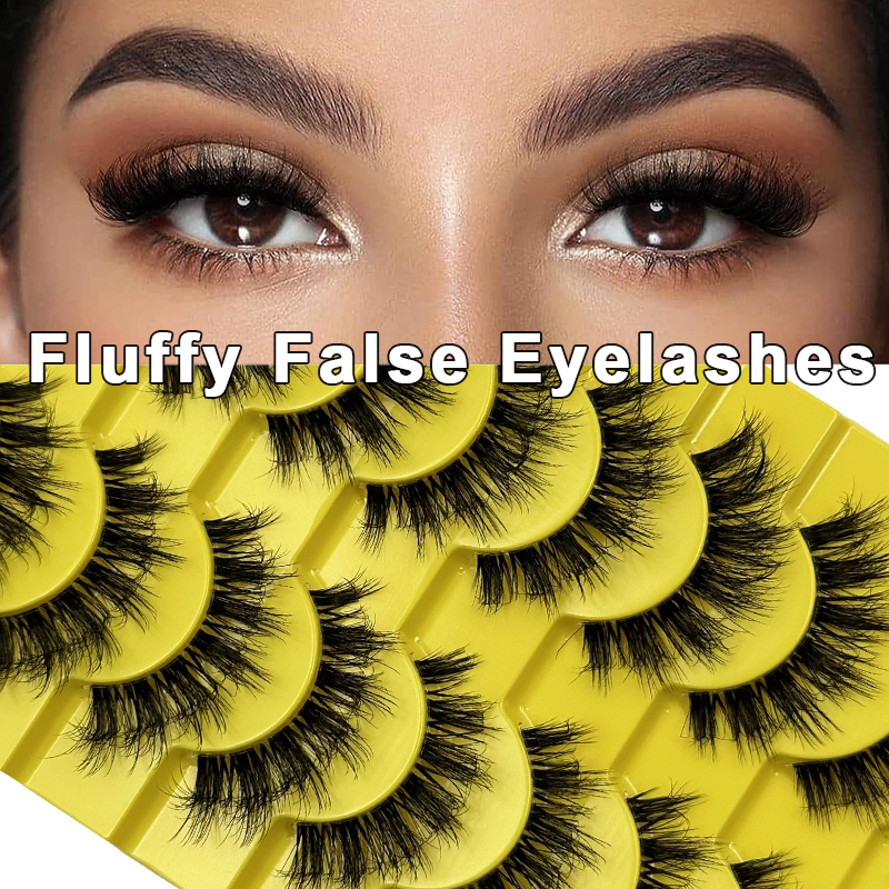 10 Pairs Mink Eyelashes – Fluffy, Wispy & Dramatic Volume Lashes with Invisible Band (1)