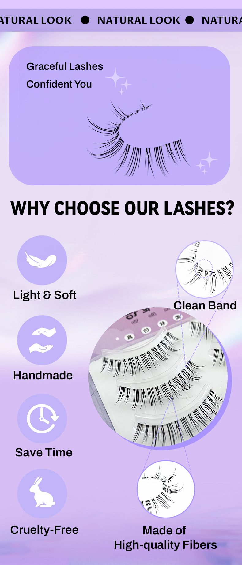 Natural Long False Eyelashes – 5 Pairs with Transparent Band for Effortless Beauty-1 (3)