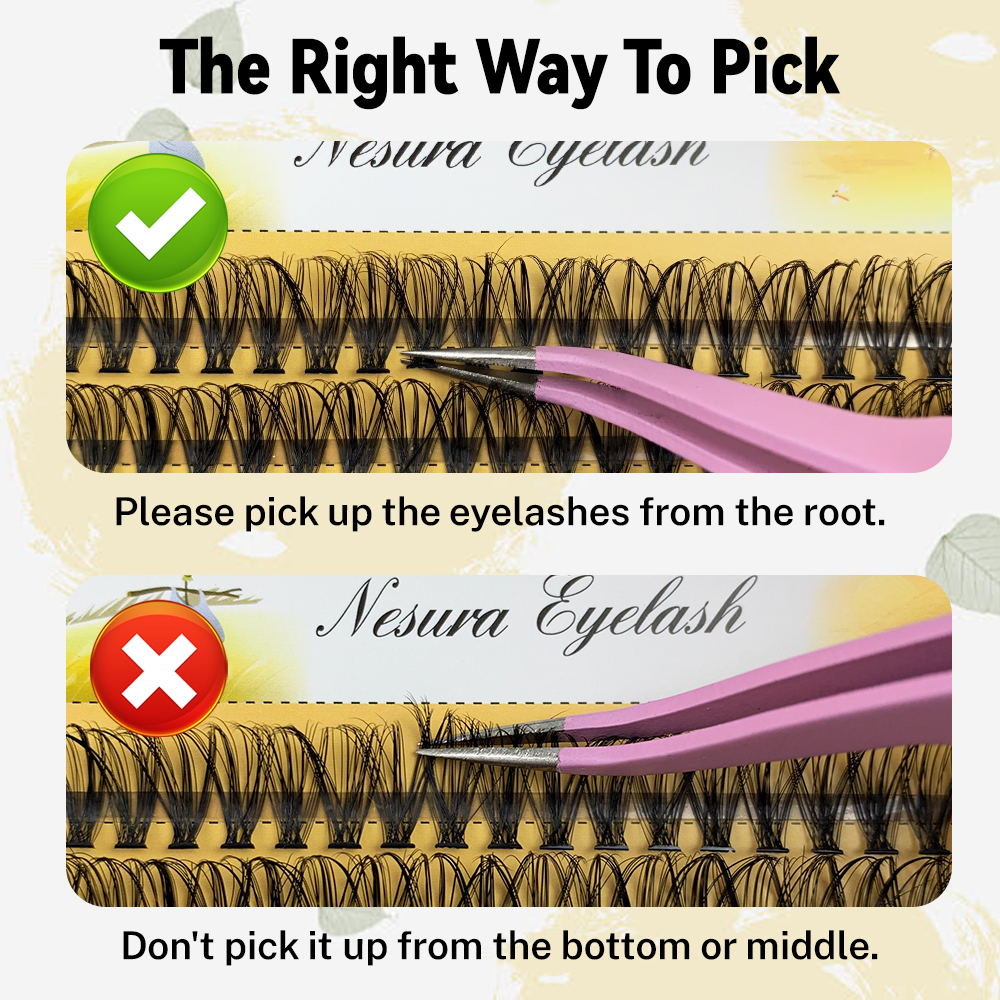 Cluster Lashes Extensions 30D 14mm Mink Individual DIY Natural Long Fake Eyelashes Segmented Fans 3 Rows Handmade Faux Fluffy (4).jpg