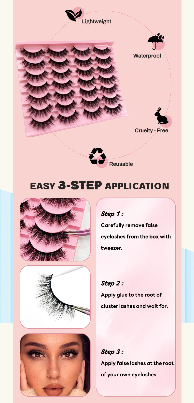 Hinarin Mink Fluffy Eyelashes – Wispy, Natural, and Long-Lasting Beauty (10)