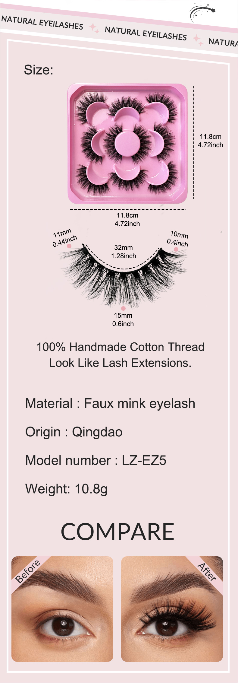 Luxurious Faux Mink Eyelashes – 5 Pairs of Reusable, Fluffy 3D Russian Volume Lashes-1 (2)