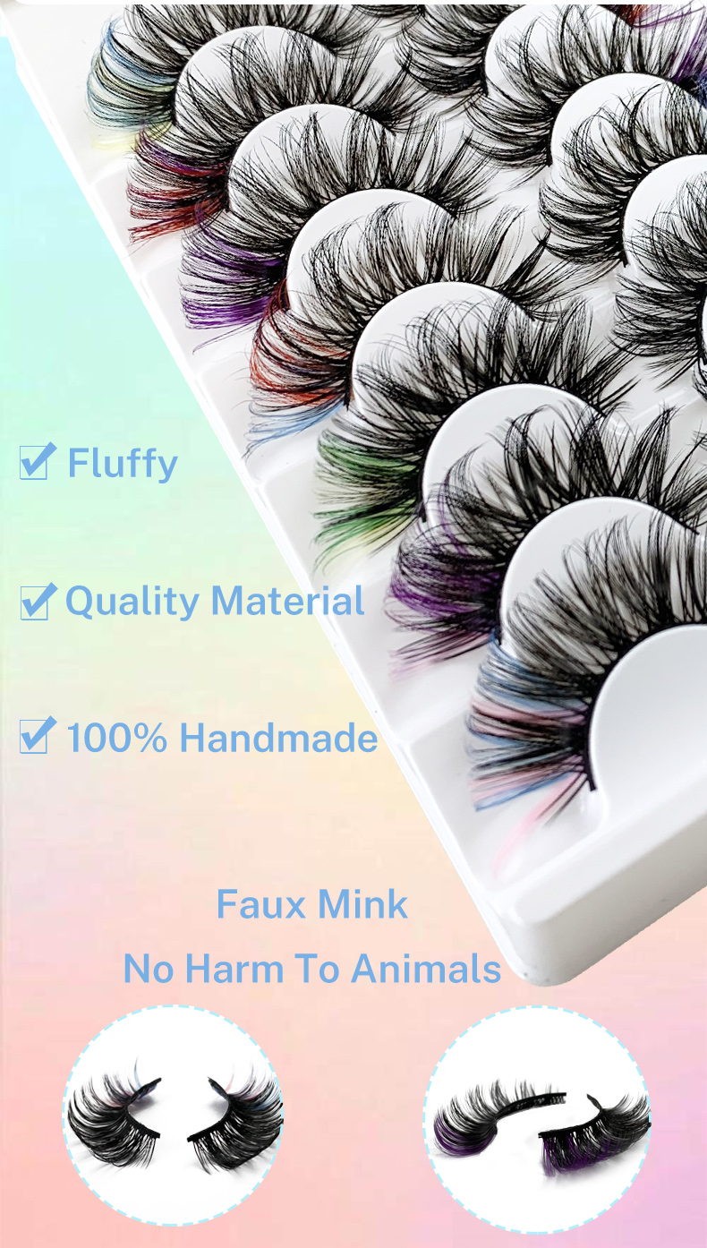 New Colorful Lashes Mix Fluffy Dramatic Cilios – 7 Pairs (DD Curl, Mink Lashes) (10)