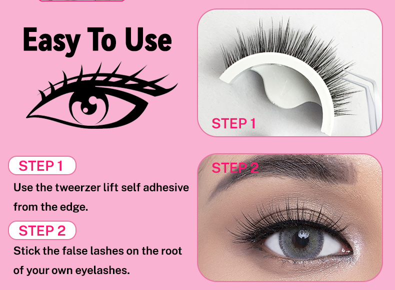 Self-Adhesive Reusable False Eyelashes – Natural Long, Glue-Free & Waterproof (10 Pairs) (10)