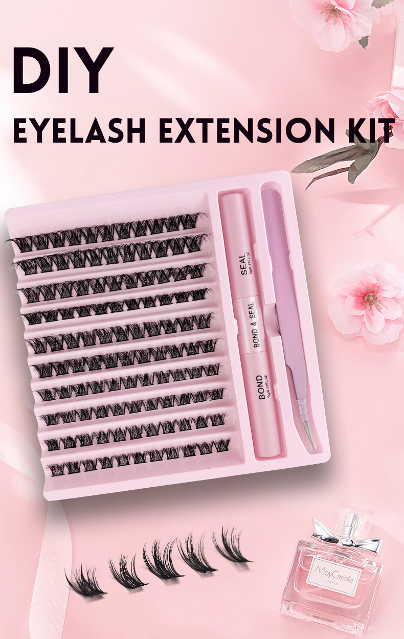 DIY 45120PCS False Eyelash Extension Kit (Cluster Individual Lashes + Eyelash Glue + Grafting Tweezers) (8)