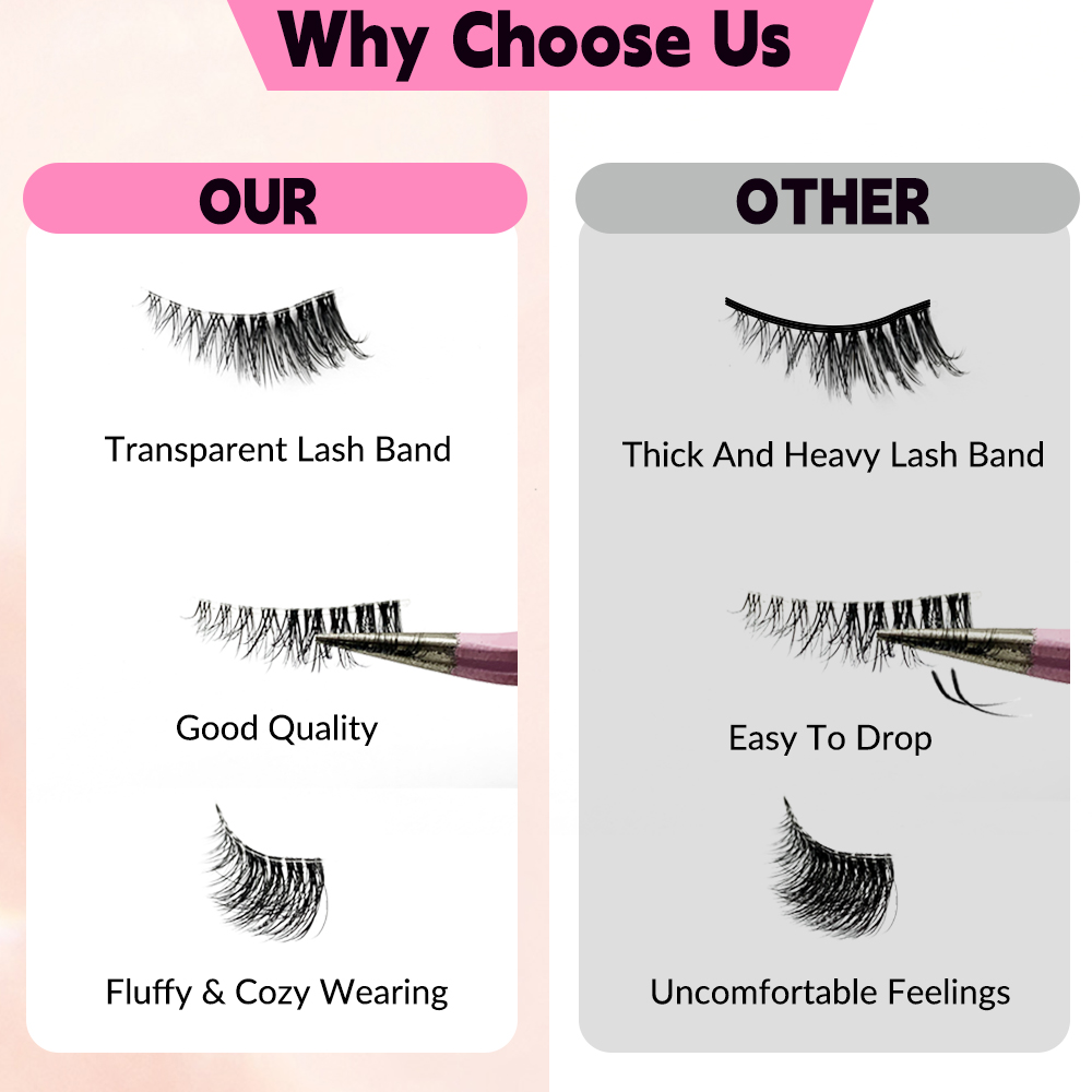 7 Pairs Half Lashes Cat Eye Natural Long Soft Make Up Tool (Wispy Faux Mink Lashes with Transparent Band) (3)