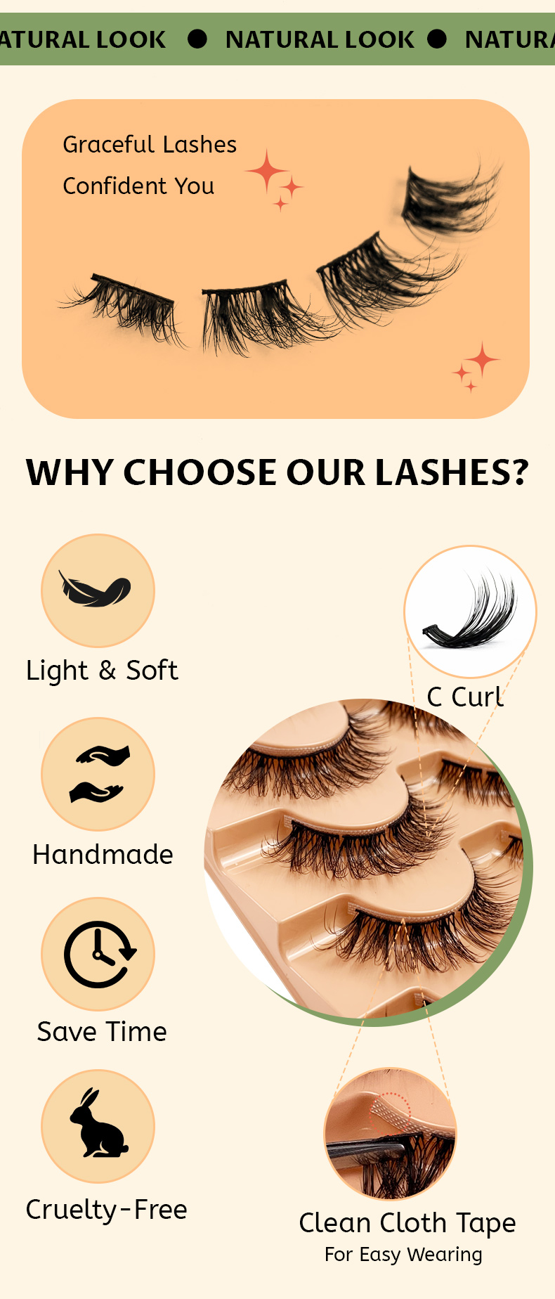 Segmented Full Strip Eyelashes – Soft, Natural & Long Fluffy Lashes (7 Pairs) (11)