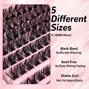 Individual DIY Cluster Lashes 120 Pcs Cross Style Self Adhesive Mix Length Eyelashes Natural Long Soft Fluffy Mink Cils Make Up