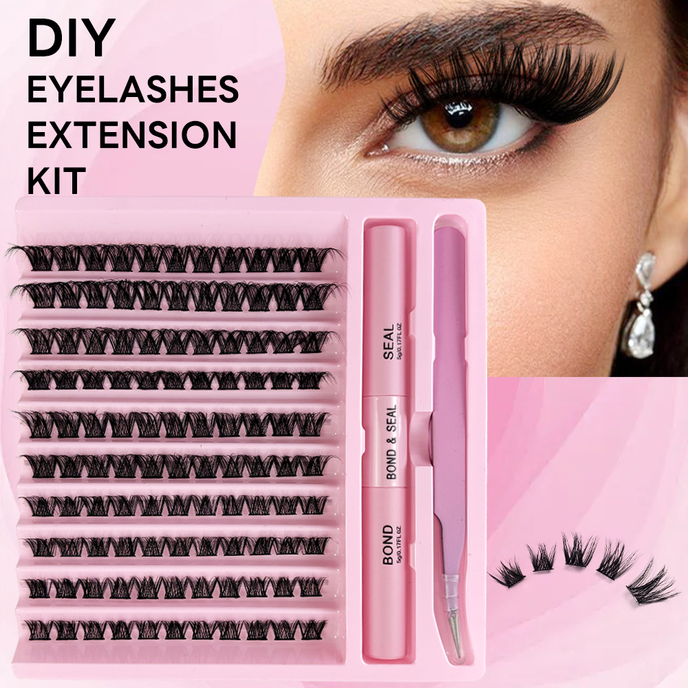 DIY 45120PCS False Eyelash Extension Kit (Cluster Individual Lashes + Eyelash Glue + Grafting Tweezers) (7)
