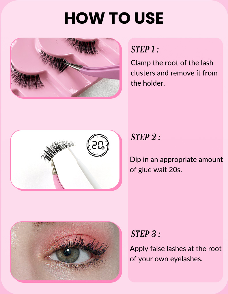 7 Pairs Half Lashes Cat Eye Natural Long Soft Make Up Tool (Wispy Faux Mink Lashes with Transparent Band) (13)