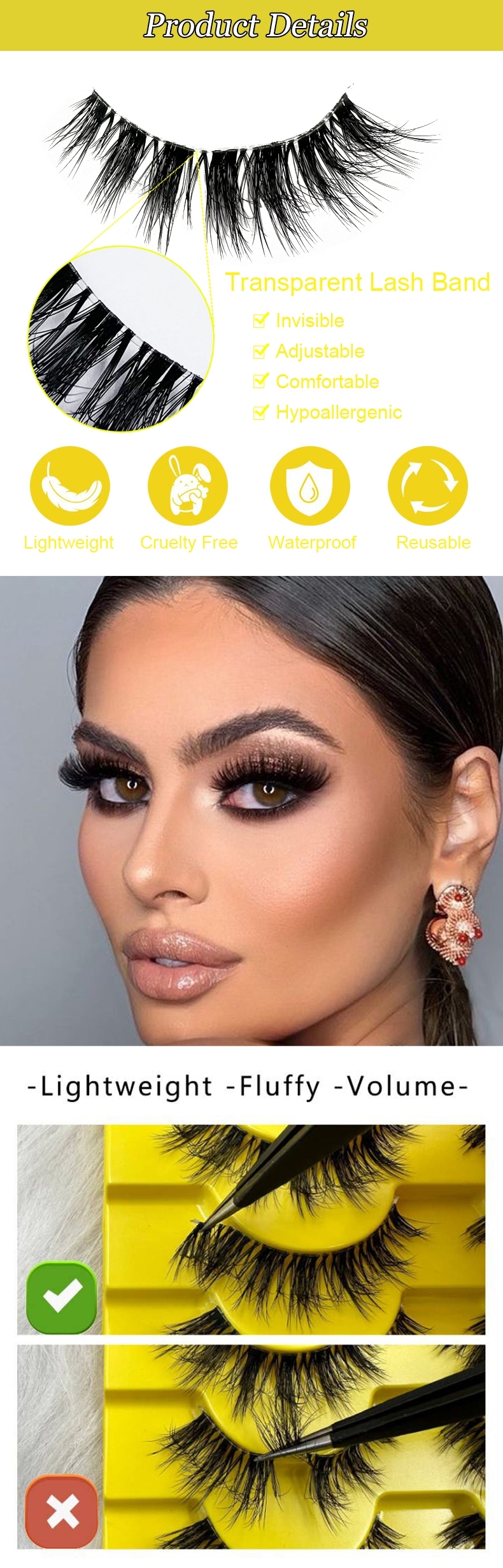 10 Pairs Mink Eyelashes – Fluffy, Wispy & Dramatic Volume Lashes with Invisible Band-1 (2)