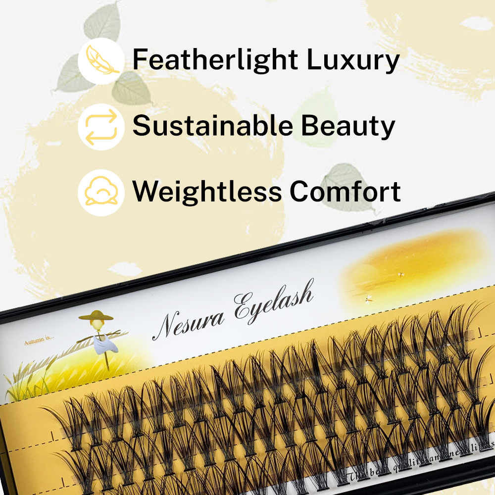 Cluster Lashes Extensions 30D 14mm Mink Individual DIY Natural Long Fake Eyelashes Segmented Fans 3 Rows Handmade Faux Fluffy (3).jpg