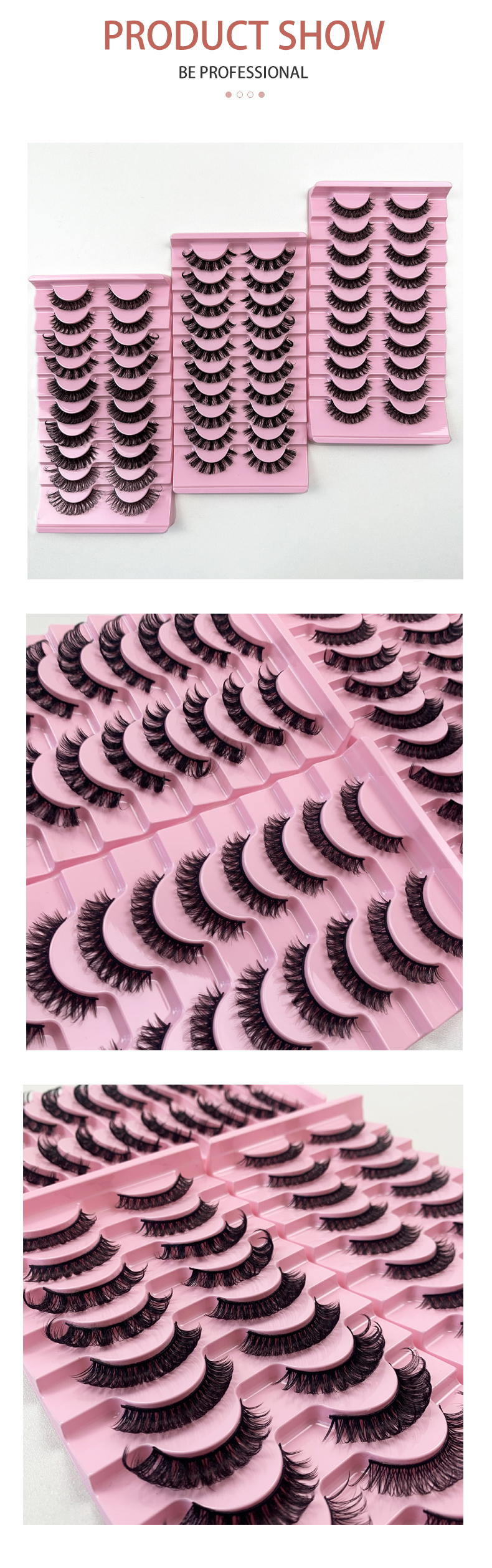 New Russian False Lashes – 10 Pairs, 3D Fluffy Volume, Reusable Mink Strip Eyelashes   (10)