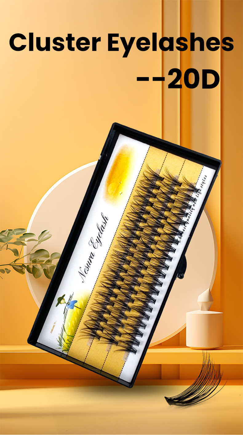 Cluster Lashes Free Shipping Individual Lashes Extensions 60 Clusters Wholesale 100% Human Fluffy 20D 12MM Segmented Make Up (1)