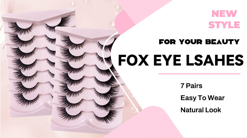 Cat Eye Winged End Fake Eyelashes – 7 Pairs Fox Lashes (8)