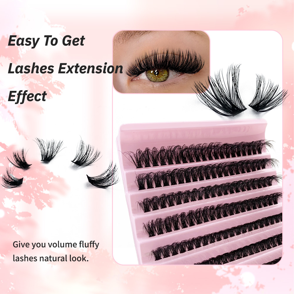 60D D Curl 8-16mm Cluster Individual Eyelashes Fluffy Messy Style Mink Lash Extensions Soft 200 Bundles Mixed Length DIY Make Up (3)