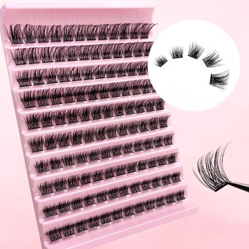 DIY Cluster Lashes Natural Long Soft Segmented Eyelash Extensions D Curl Fluffy Clusters Lashes Daily Wispy Reusable Make Up