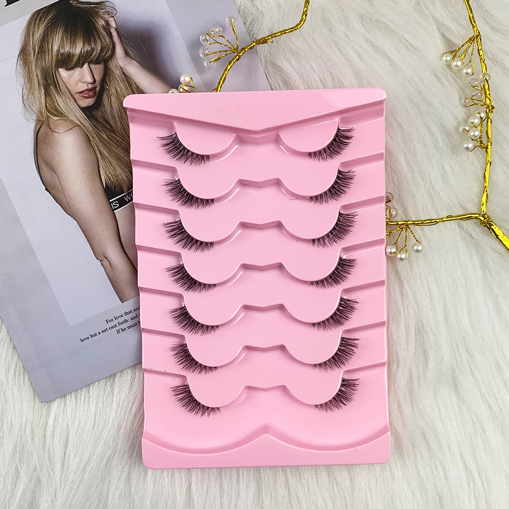 7 Pairs Half Lashes Cat Eye Natural Long Soft Make Up Tool (Wispy Faux Mink Lashes with Transparent Band) (1).jpg