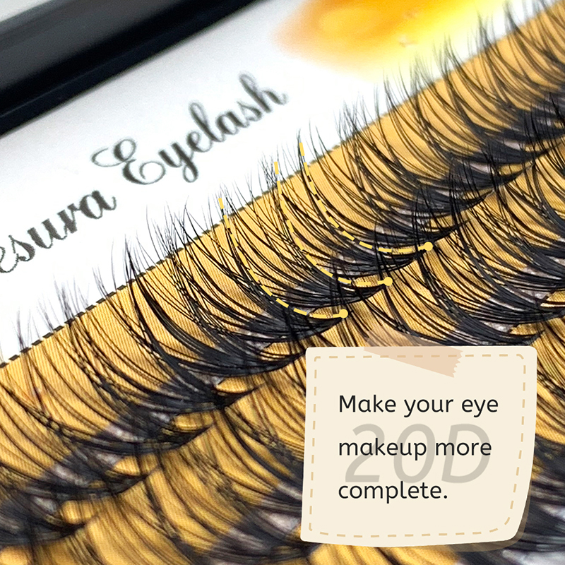 Cluster Lashes Free Shipping Individual Lashes Extensions 60 Clusters Wholesale 100% Human Fluffy 20D 12MM Segmented Make Up (7).jpg