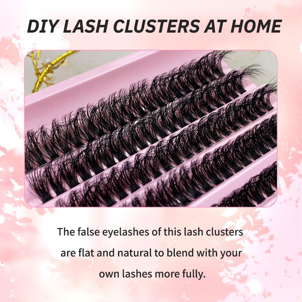 60D D Curl 8-16mm Cluster Individual Eyelashes Fluffy Messy Style Mink Lash Extensions Soft 200 Bundles Mixed Length DIY Make Up (1)