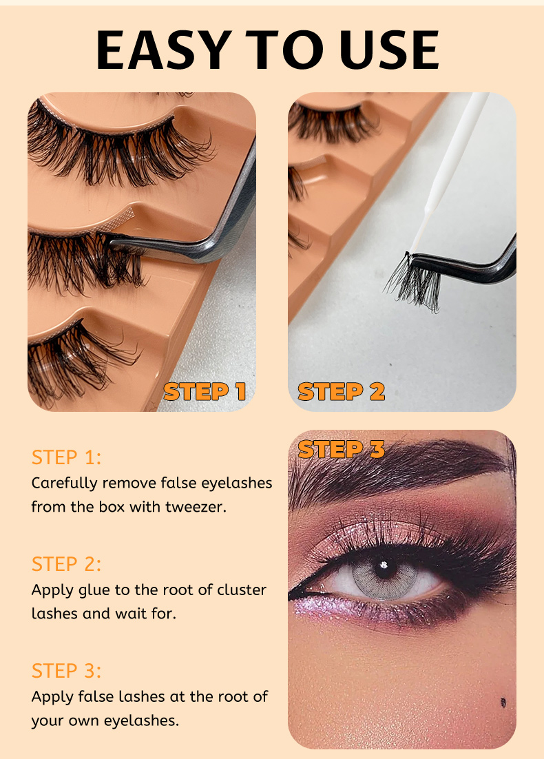 Segmented Full Strip Eyelashes – Soft, Natural & Long Fluffy Lashes (7 Pairs) (12)