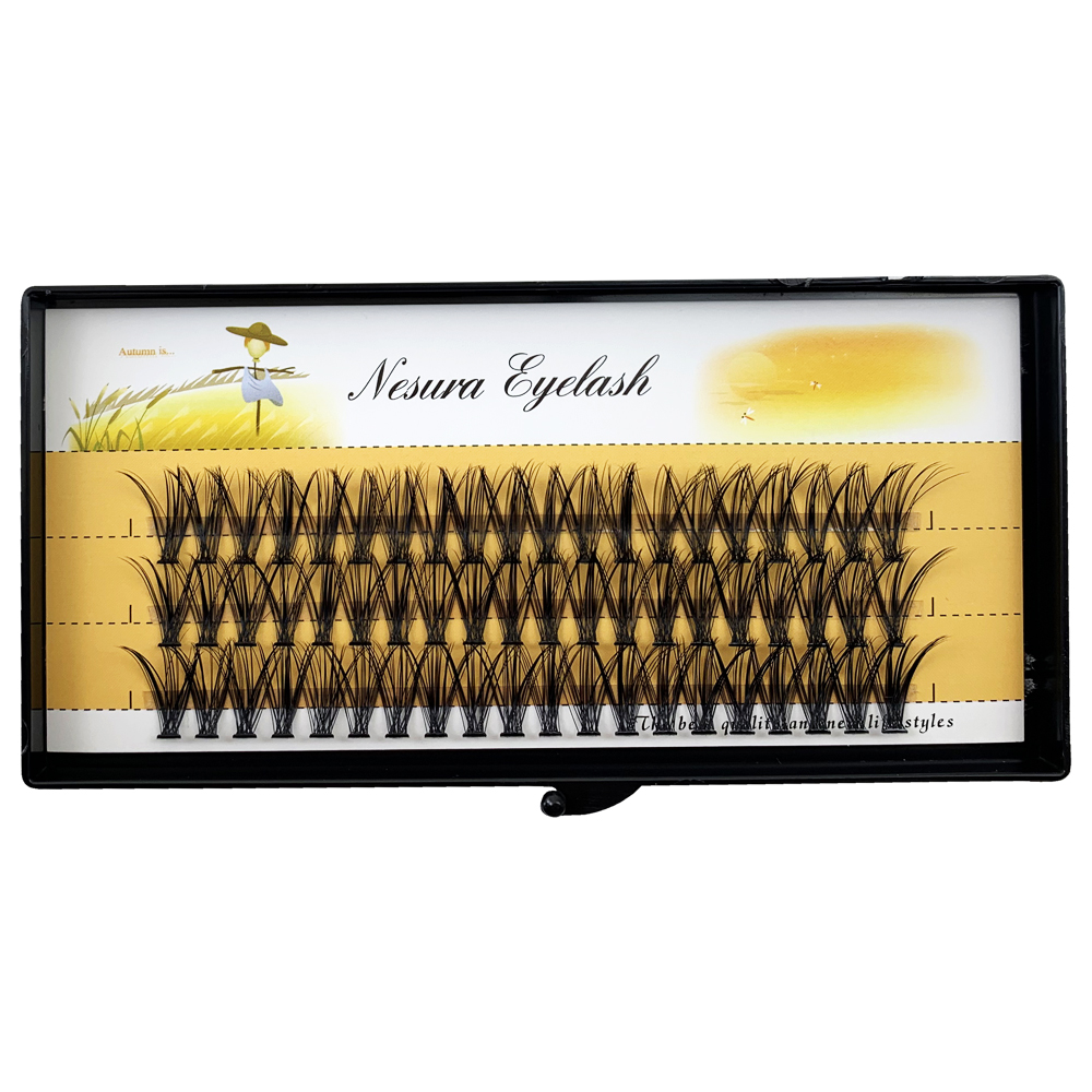 Cluster Lashes Extensions 30D 14mm Mink Individual DIY Natural Long Fake Eyelashes Segmented Fans 3 Rows Handmade Faux Fluffy (6).jpg