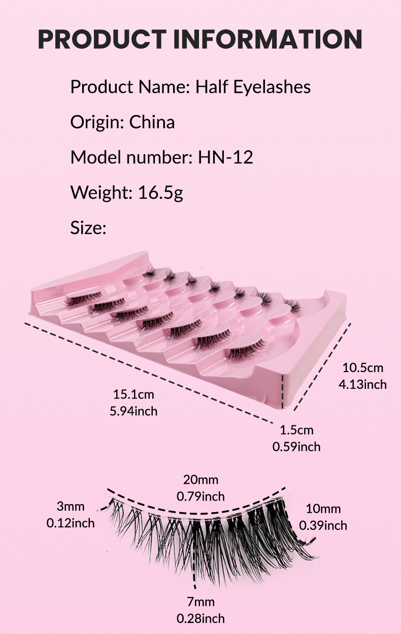 7 Pairs Half Lashes Cat Eye Natural Long Soft Make Up Tool (Wispy Faux Mink Lashes with Transparent Band) (11)