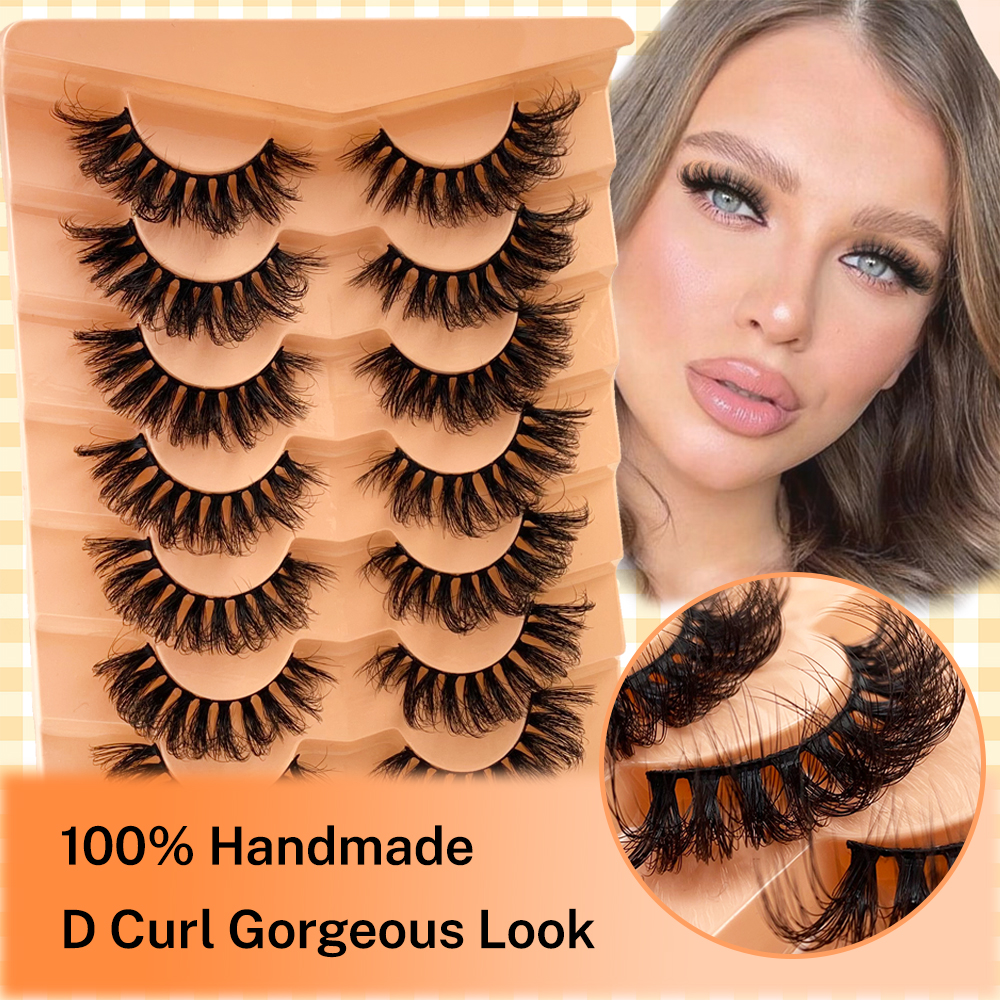 ink Full Strip Eyelashes – 7 Pairs of 3D Fluffy, Soft, Handmade D-Curl Lashes (4)