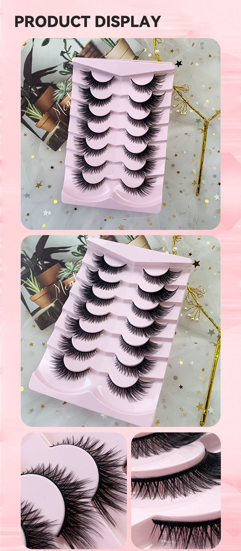 Cat Eye Winged End Fake Eyelashes – 7 Pairs Fox Lashes (12)