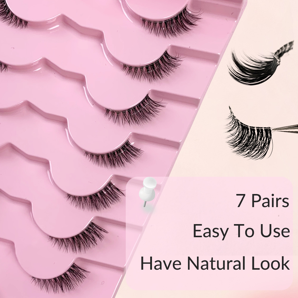 7 Pairs Half Lashes Cat Eye Natural Long Soft Make Up Tool (Wispy Faux Mink Lashes with Transparent Band) (2).jpg