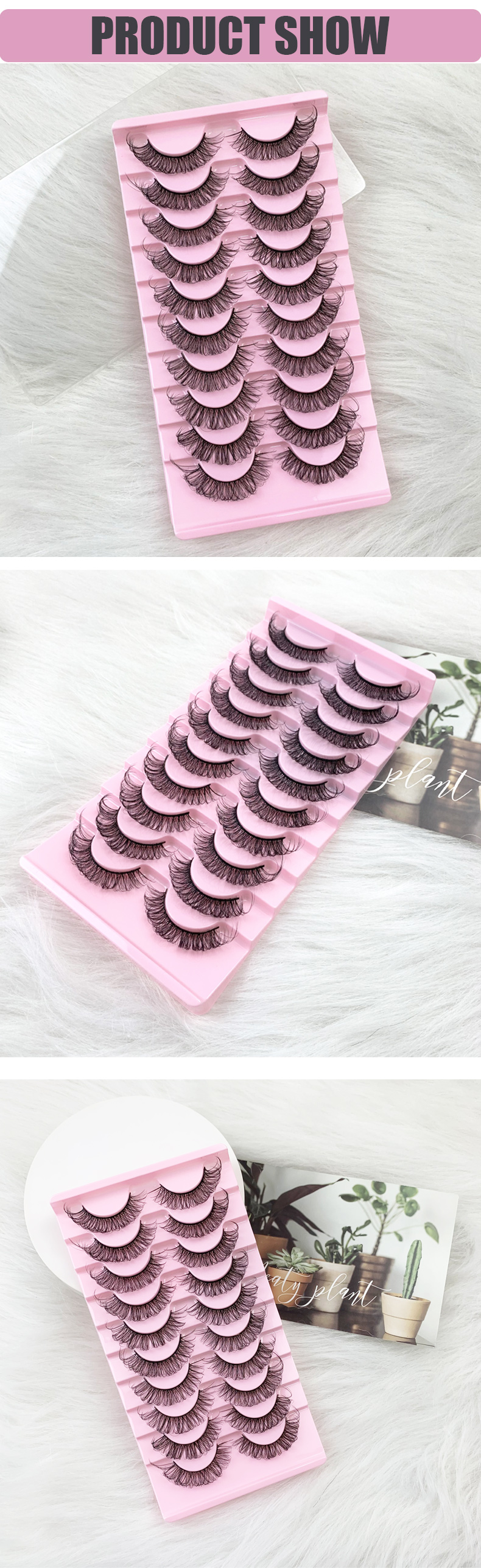 Russian Full Strip Volume Fake Eyelashes – DD Curl, 10 Pairs, Mink 3D False Eyelashes (9mm-15mm, Reusable, Thick Style) (11)