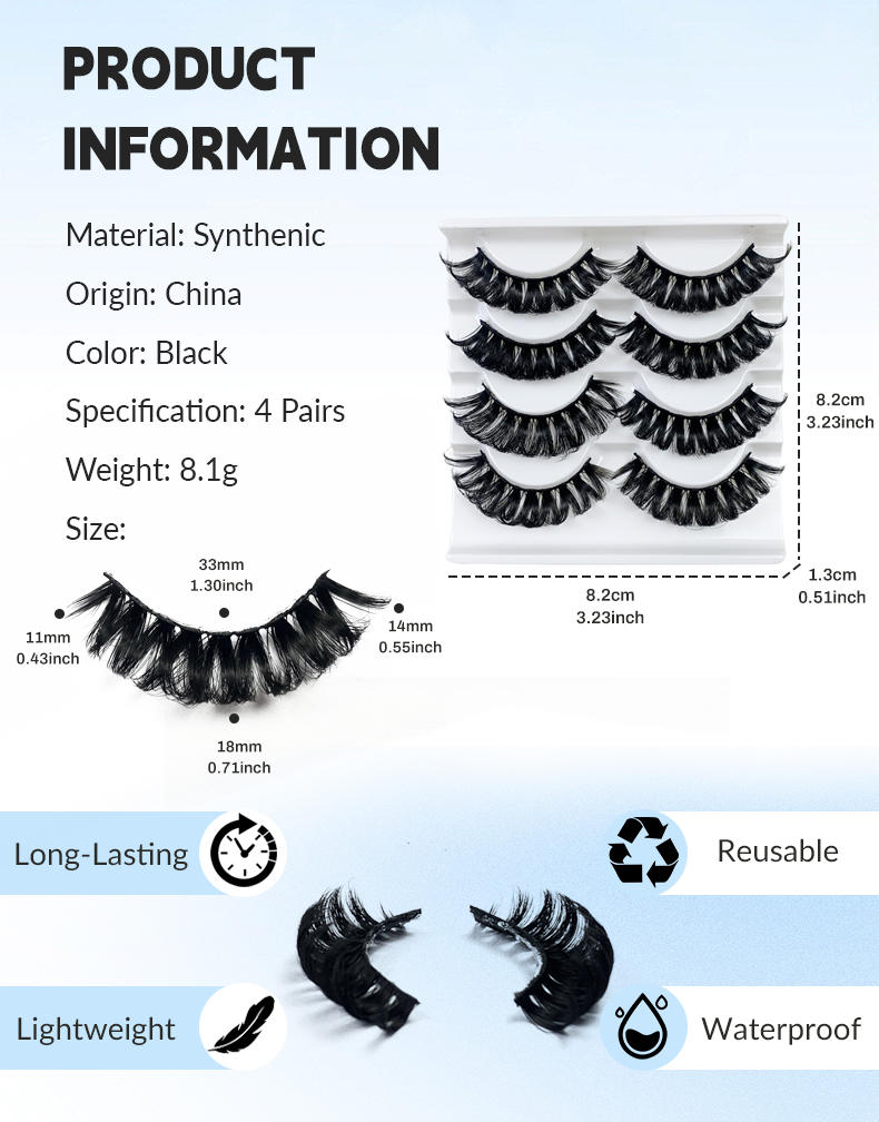 DD Curl Mink Eyelashes – 4 Pairs Volume Bulk False Lashes-1 (2)