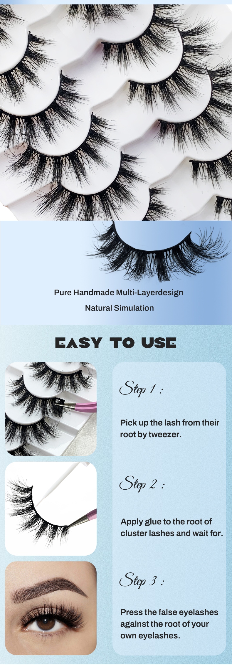 Hinarin Mink Fluffy Natural Long Eyelashes – Luxurious, Handmade, and Reusable (10)