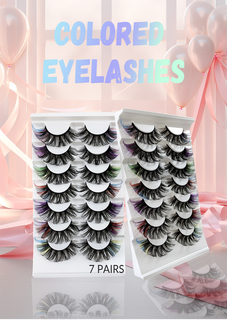 New Colorful Lashes Mix Fluffy Dramatic Cilios – 7 Pairs (DD Curl, Mink Lashes) (8)