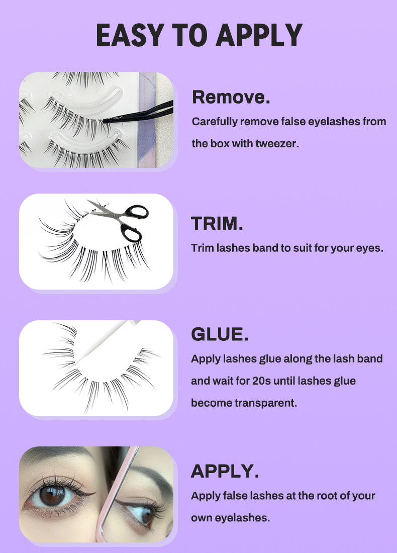 Natural Long False Eyelashes – 5 Pairs with Transparent Band for Effortless Beauty-1 (4)