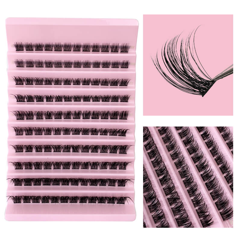 120 Clusters Segmented Eyelashes Extensions D Curl Natural Individual Fake DIY Lashes Soft Volume Wispy Fans Individual Eyelash (4)