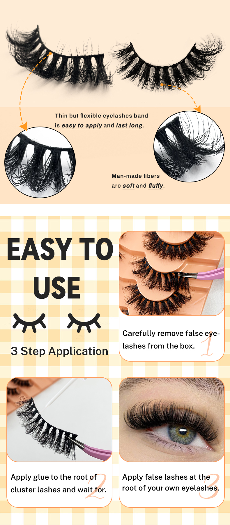 ink Full Strip Eyelashes – 7 Pairs of 3D Fluffy, Soft, Handmade D-Curl Lashes (12)