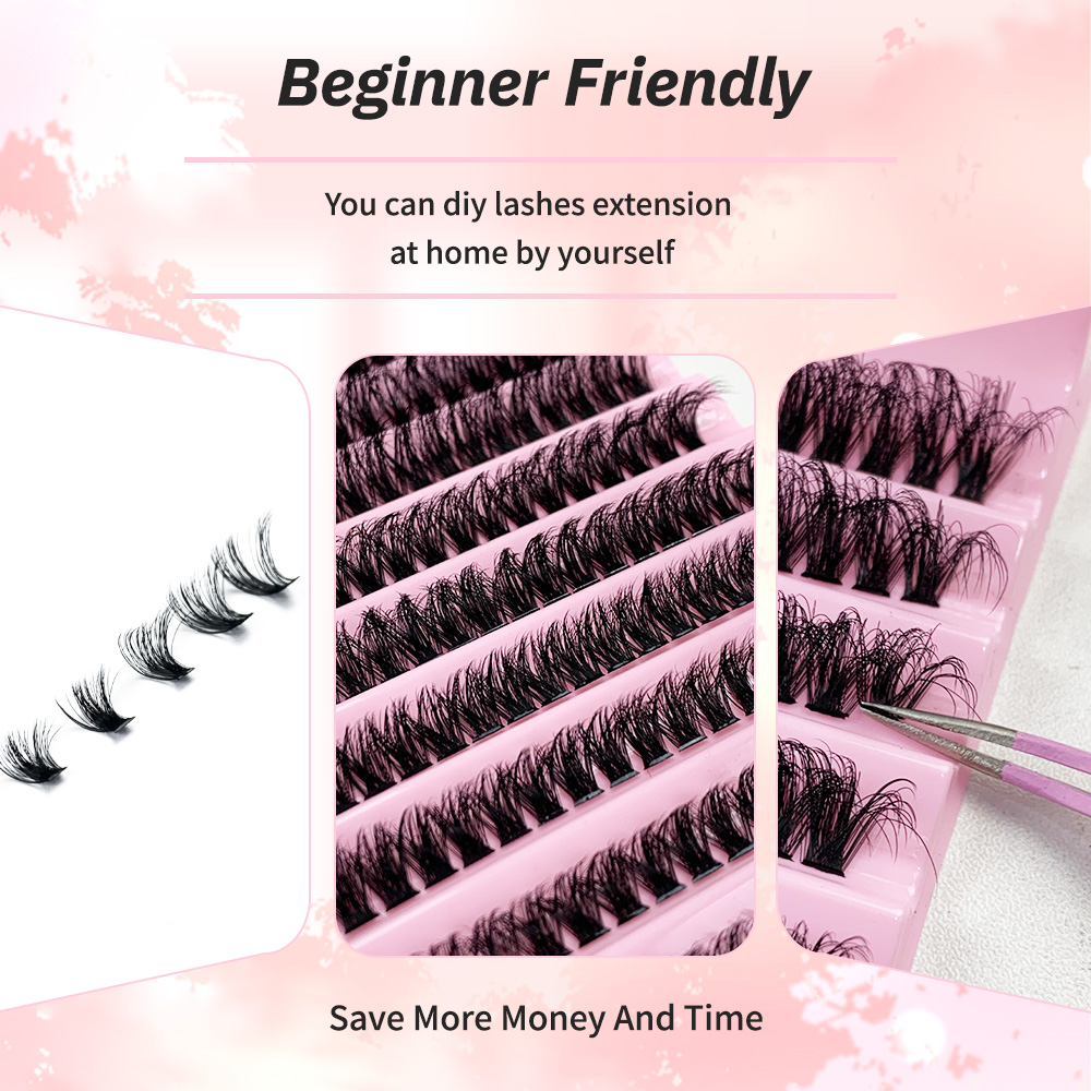 60D D Curl 8-16mm Cluster Individual Eyelashes Fluffy Messy Style Mink Lash Extensions Soft 200 Bundles Mixed Length DIY Make Up (5).jpg