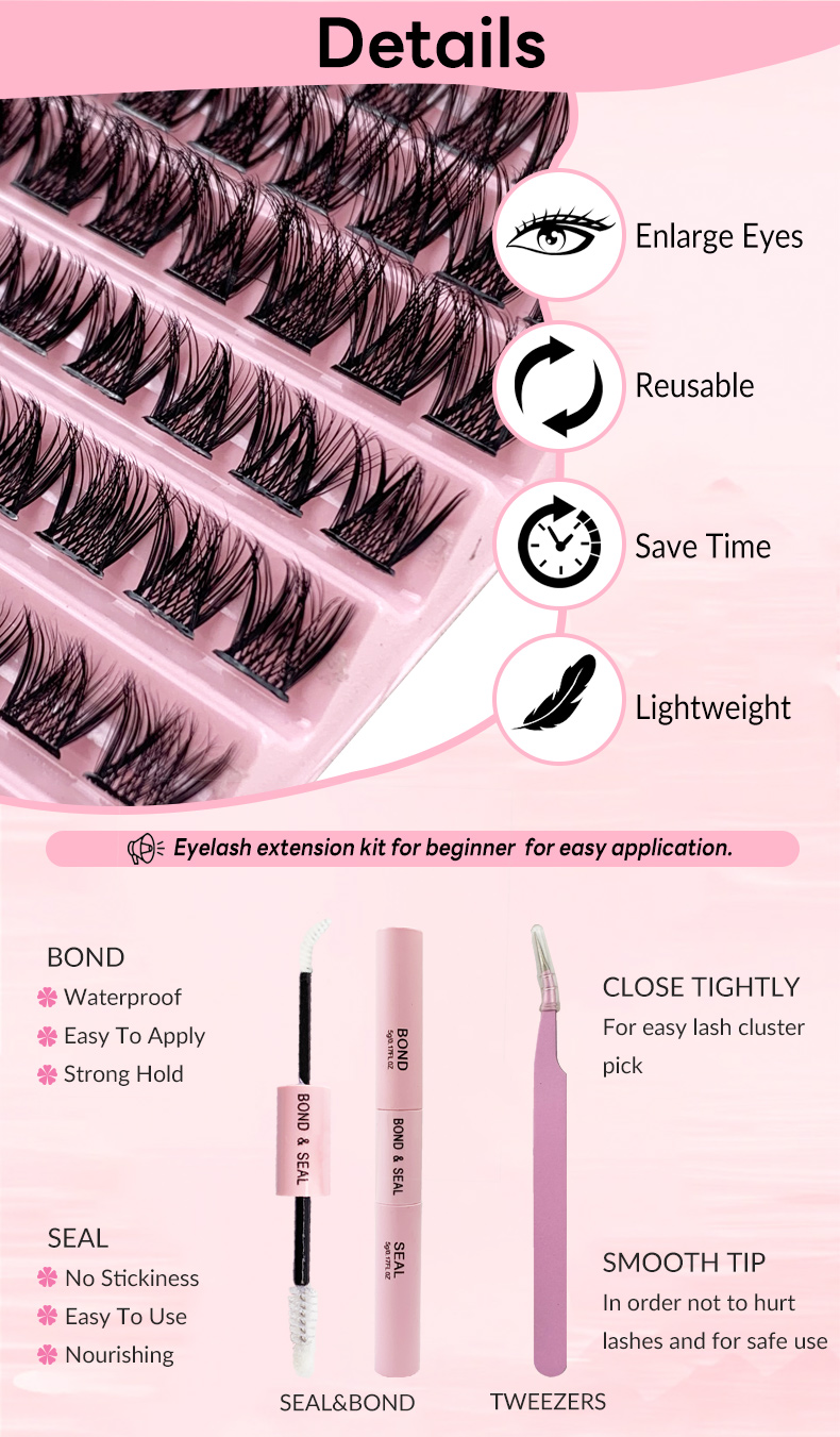 DIY 45120PCS False Eyelash Extension Kit (Cluster Individual Lashes + Eyelash Glue + Grafting Tweezers) (10)
