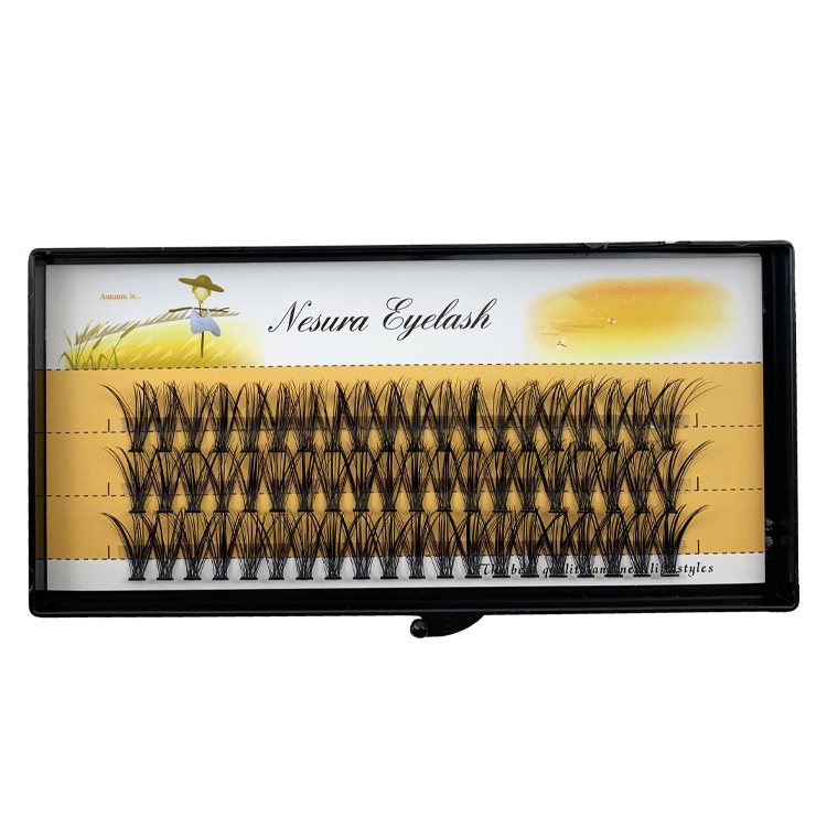 Cluster Lashes Extensions 30D 14mm Mink Individual DIY Natural Long Fake Eyelashes Segmented Fans 3 Rows Handmade Faux Fluffy (7).jpg