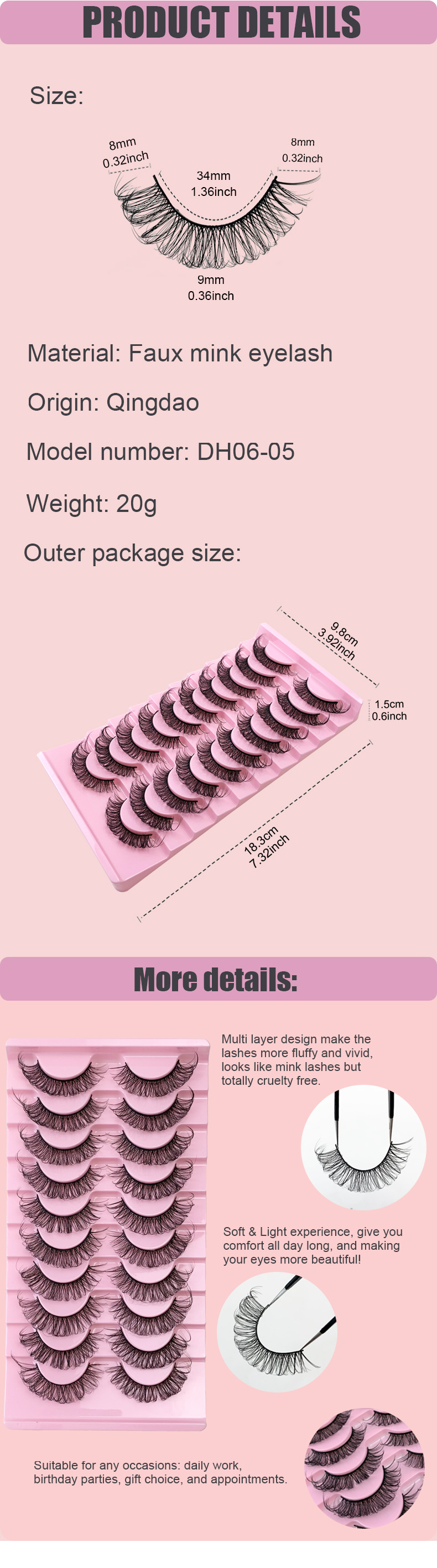 Russian Full Strip Volume Fake Eyelashes – DD Curl, 10 Pairs, Mink 3D False Eyelashes (9mm-15mm, Reusable, Thick Style) (7)