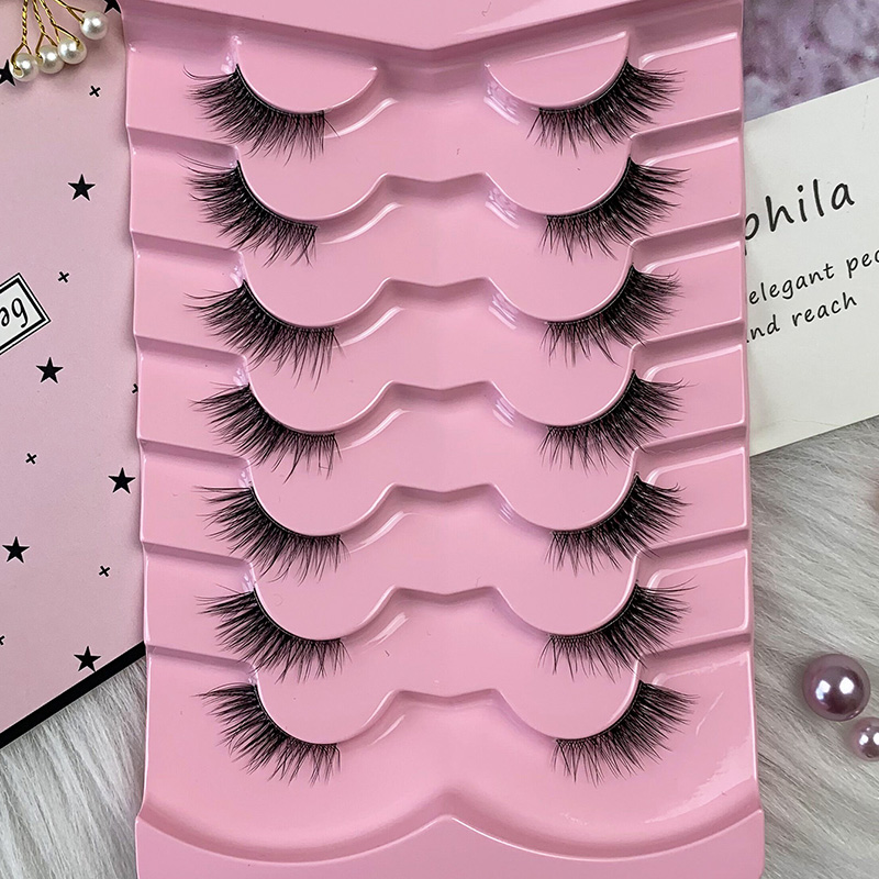 Half Cat Lashes Mink Fluffy Cat Eye Natural Fluffy (7 Pairs) - Reusable Makeup Tools, Faux Fox Eye Wispy Fake Winged Lashes (3).jpg